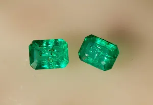0.81 carats Emerald Cut Real Green Emeralds Pair