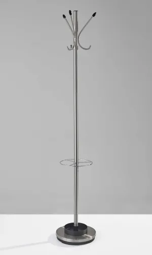 13" X 68" Brushed Steel Brushed Steel Stand Coat Rack