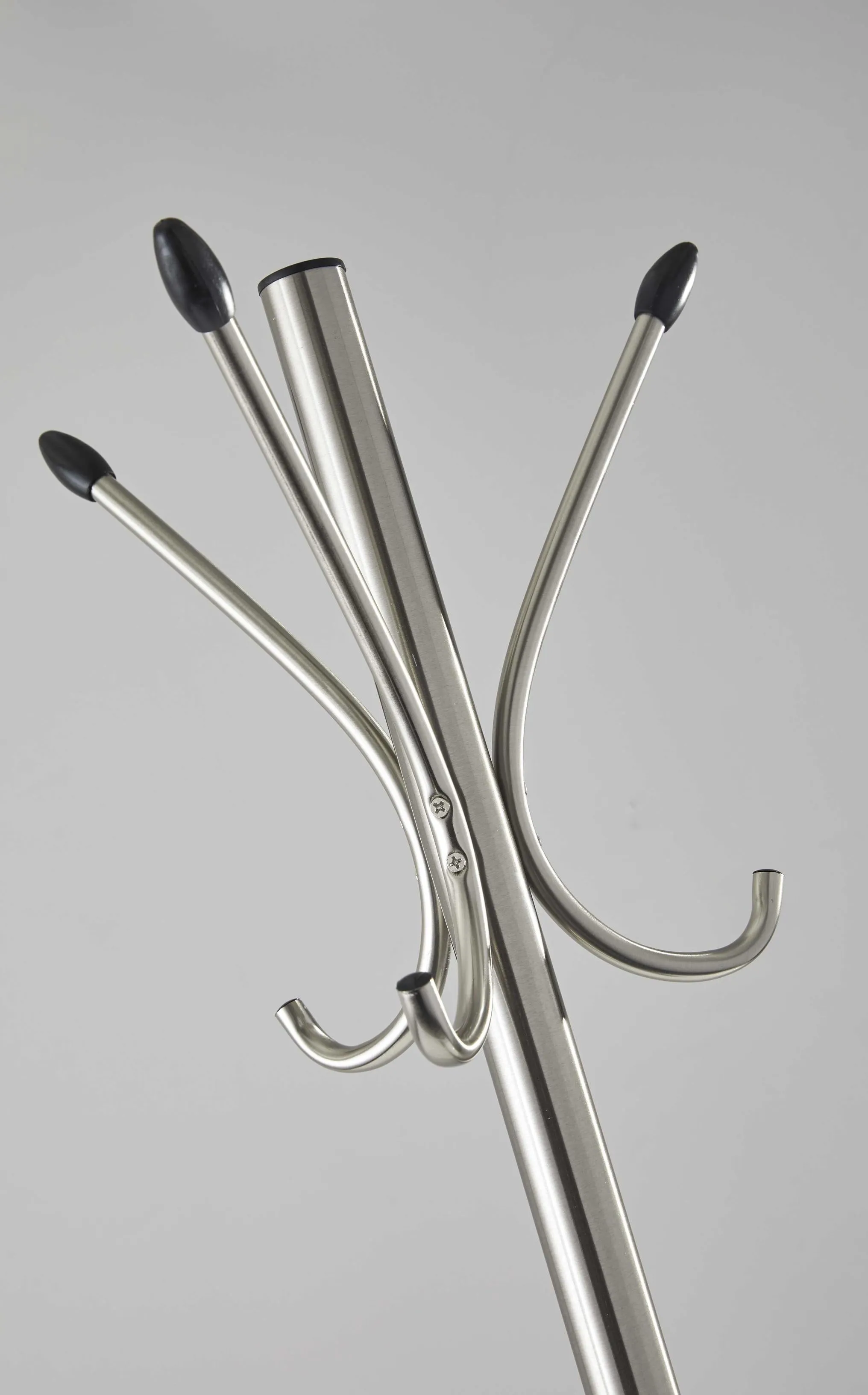 13" X 68" Brushed Steel Brushed Steel Stand Coat Rack