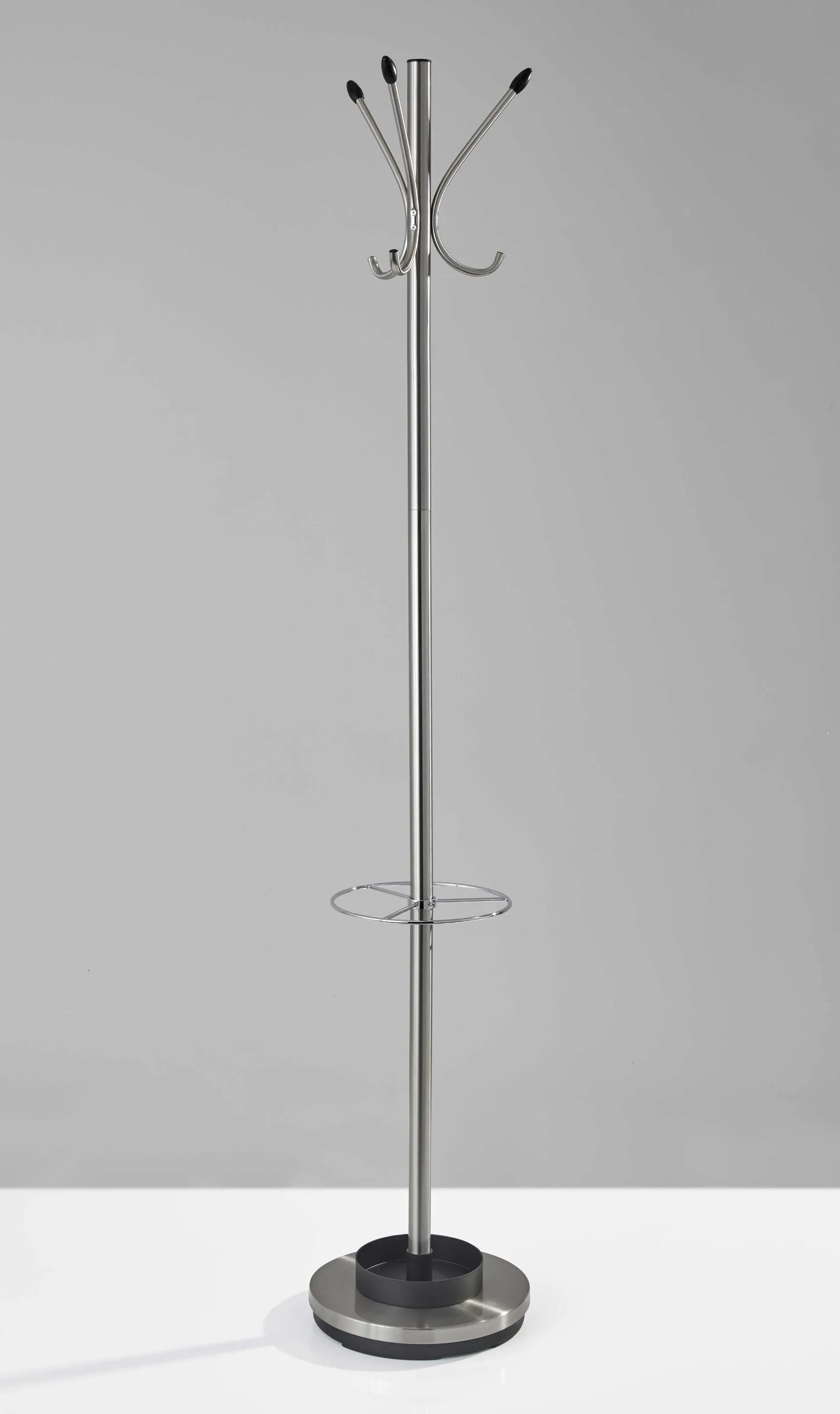 13" X 68" Brushed Steel Brushed Steel Stand Coat Rack