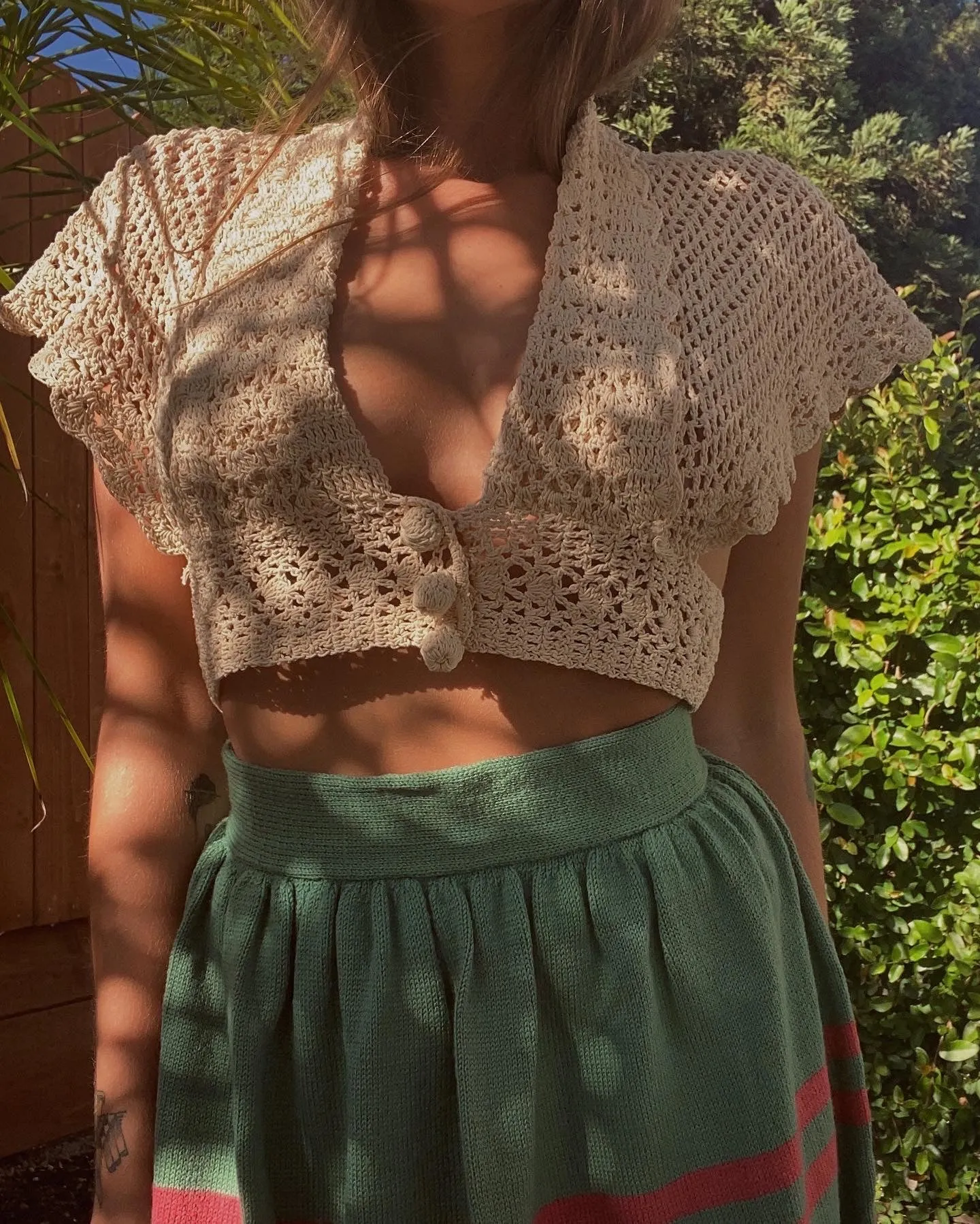 1930s Hand Crochet Cropped Cardigan Blouse