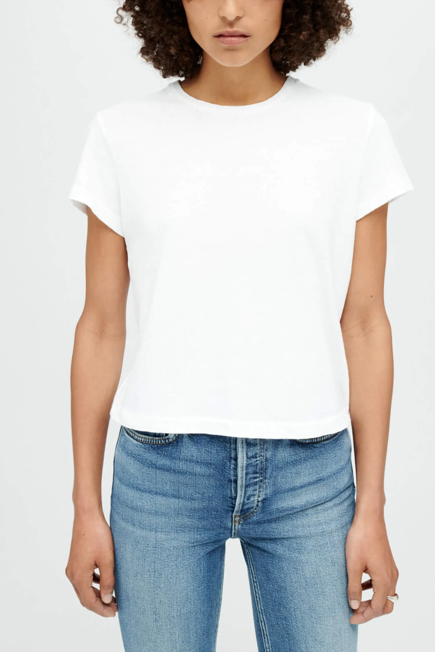 1950's Boxy S/S Tee In Optic White