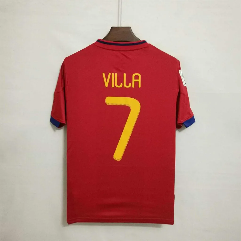 2010 Spain Home - World Cup Winning - VILLA 7 Print - Retro Jersey