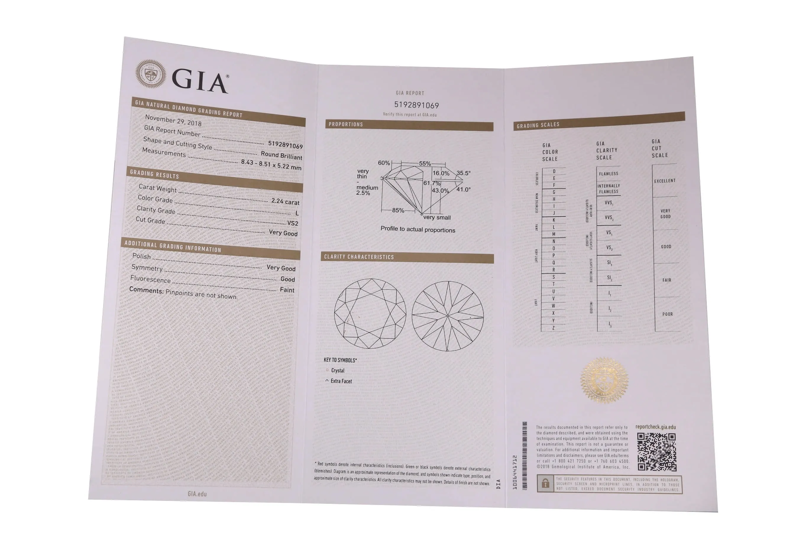 2.24ct GIA Certified Round Shape Brilliant Cut L VS2 Natural Modern Diamond