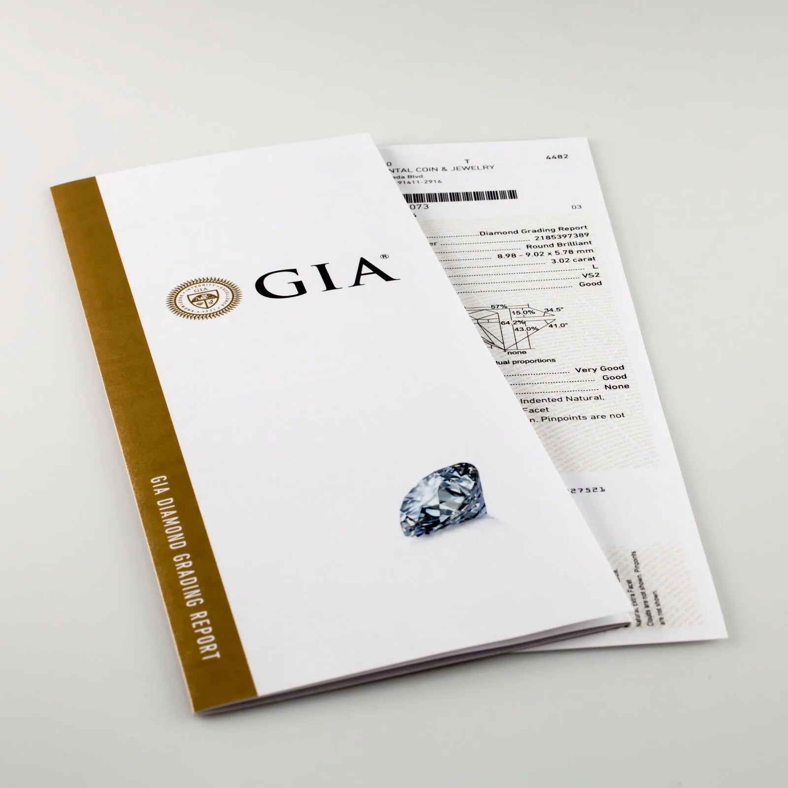 3.02 Carat Loose L  / VS2 Round Brilliant Cut Diamond GIA Certified