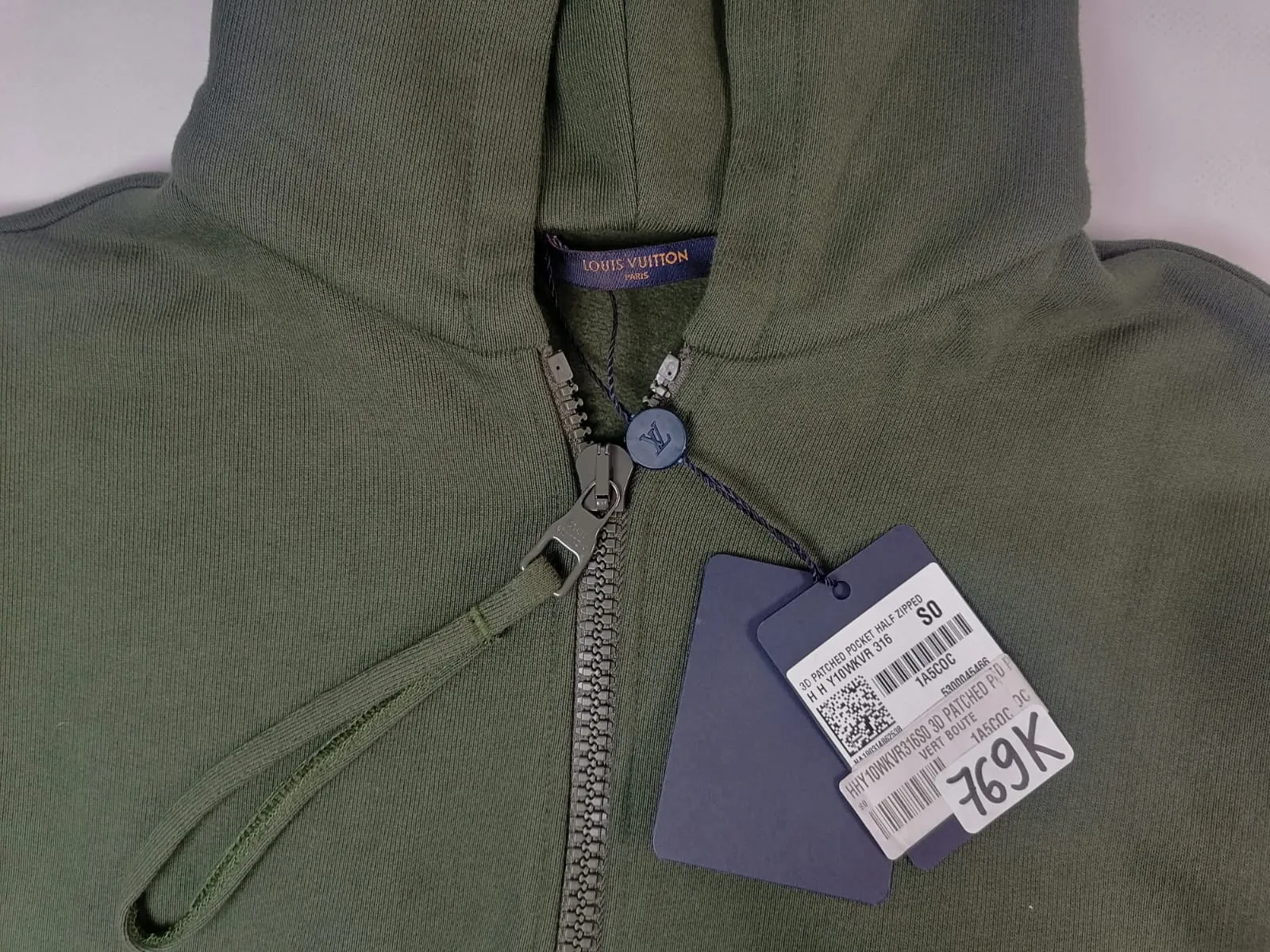 3D Patched Pocket Half Zipped Sweater