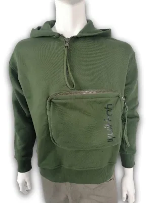 3D Patched Pocket Half Zipped Sweater