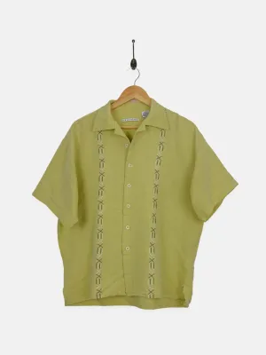 90's Green Vintage Shortsleeve Button Up Shirt Size S-M