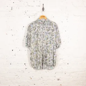 90s Leaves Pattern Shirt - Purple - L