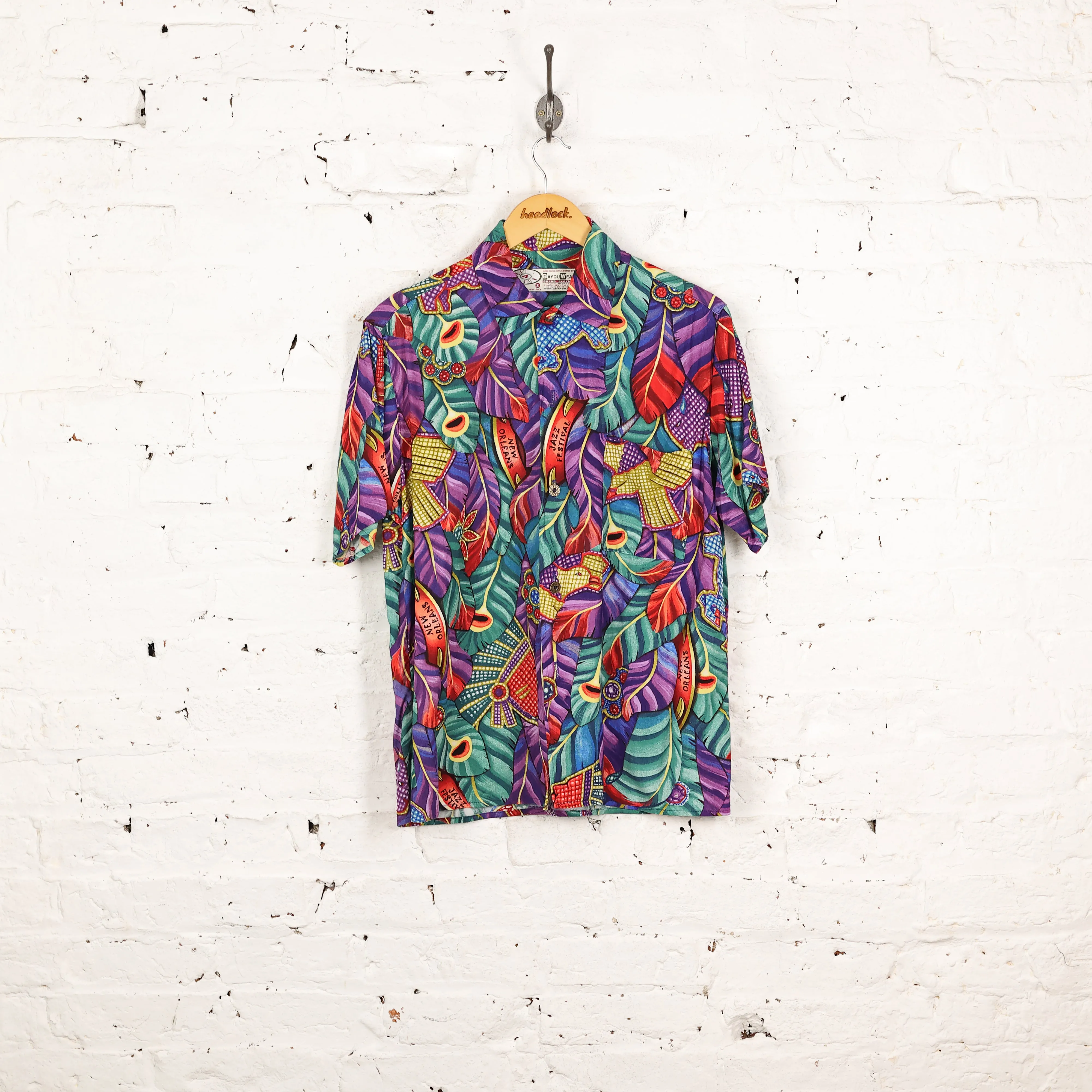 90s New Orleans Jazz Festival Hawaiian Shirt - Purple - S