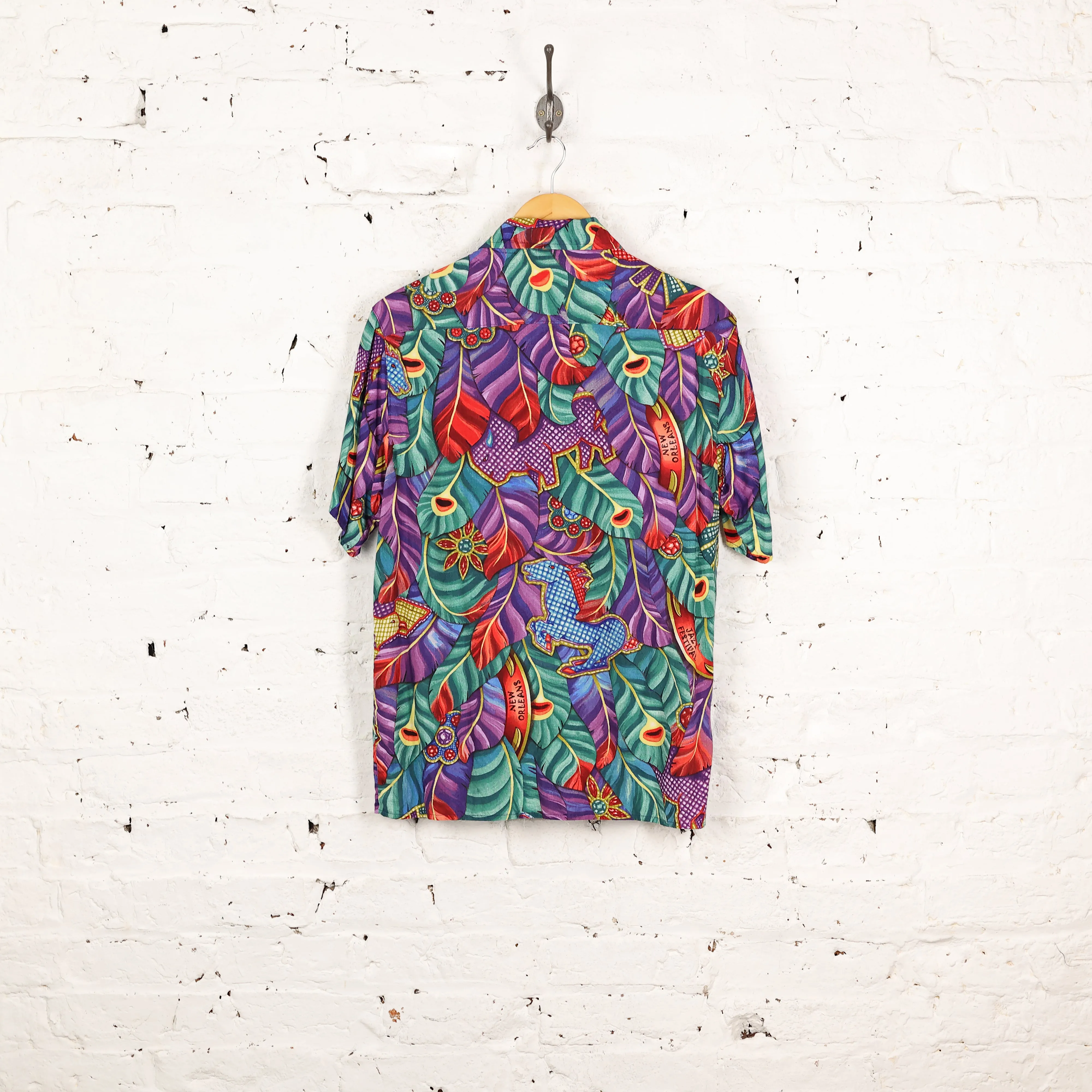 90s New Orleans Jazz Festival Hawaiian Shirt - Purple - S