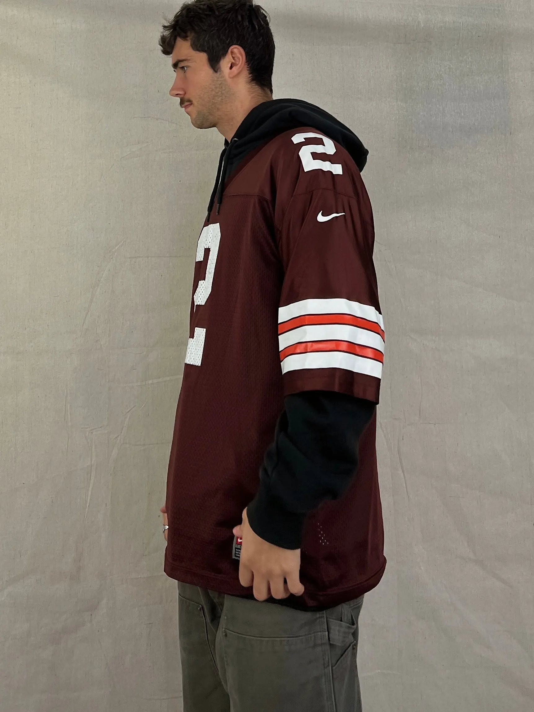 90's Nike Cleveland Browns NFL USA Made Vintage Couch #2 Jersey Size L-XL