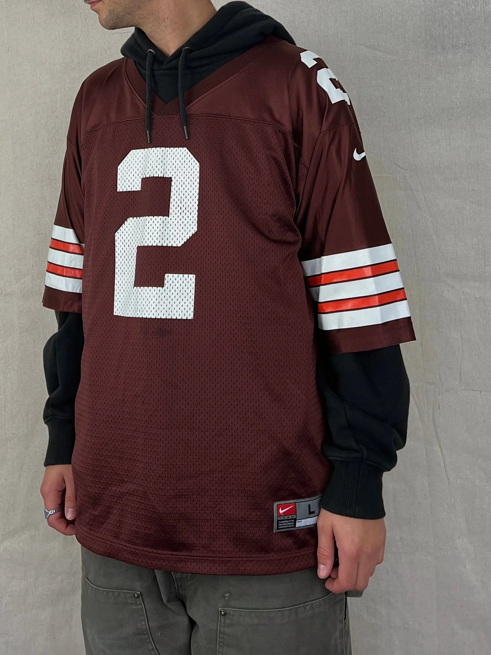 90's Nike Cleveland Browns NFL USA Made Vintage Couch #2 Jersey Size L-XL