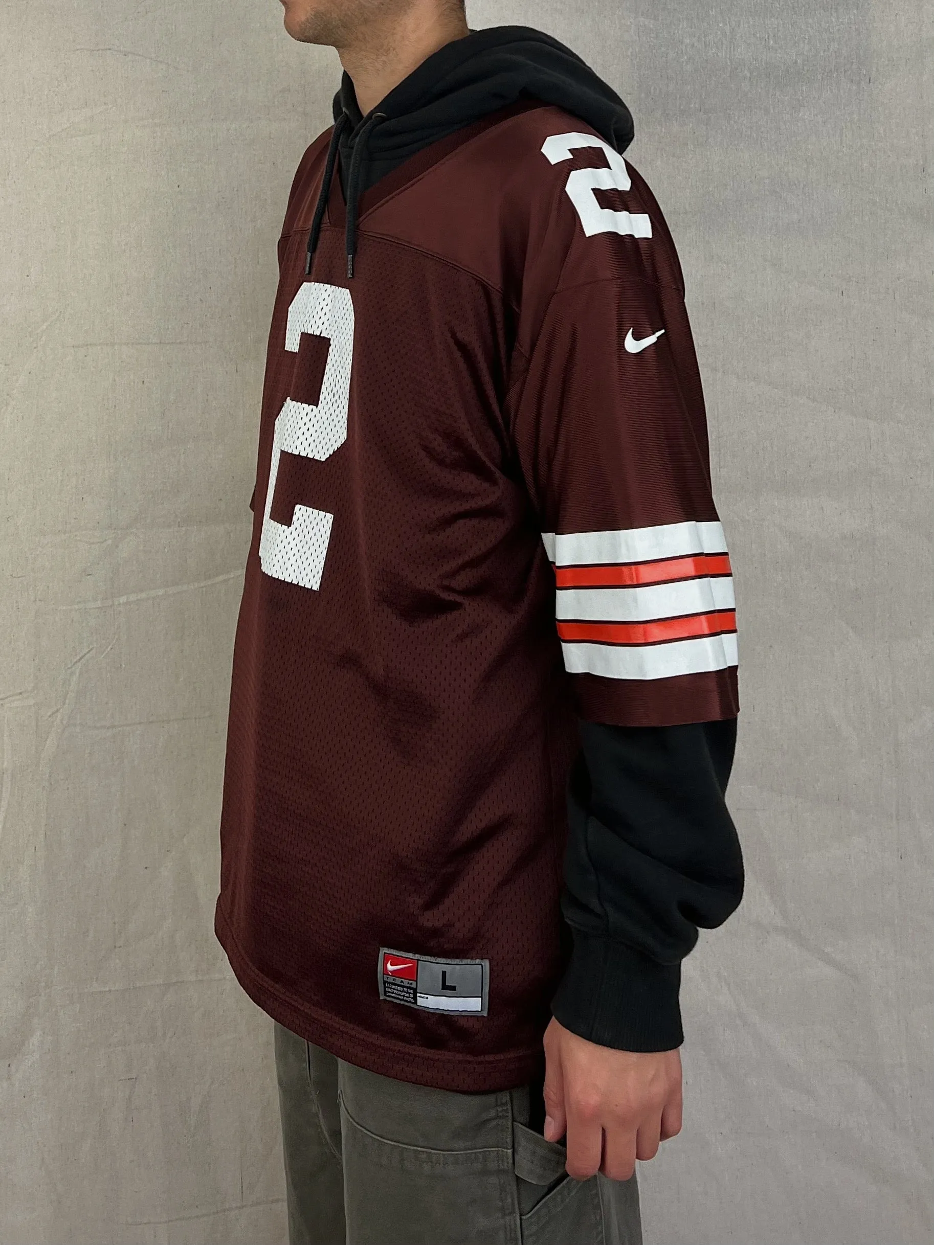 90's Nike Cleveland Browns NFL USA Made Vintage Couch #2 Jersey Size L-XL