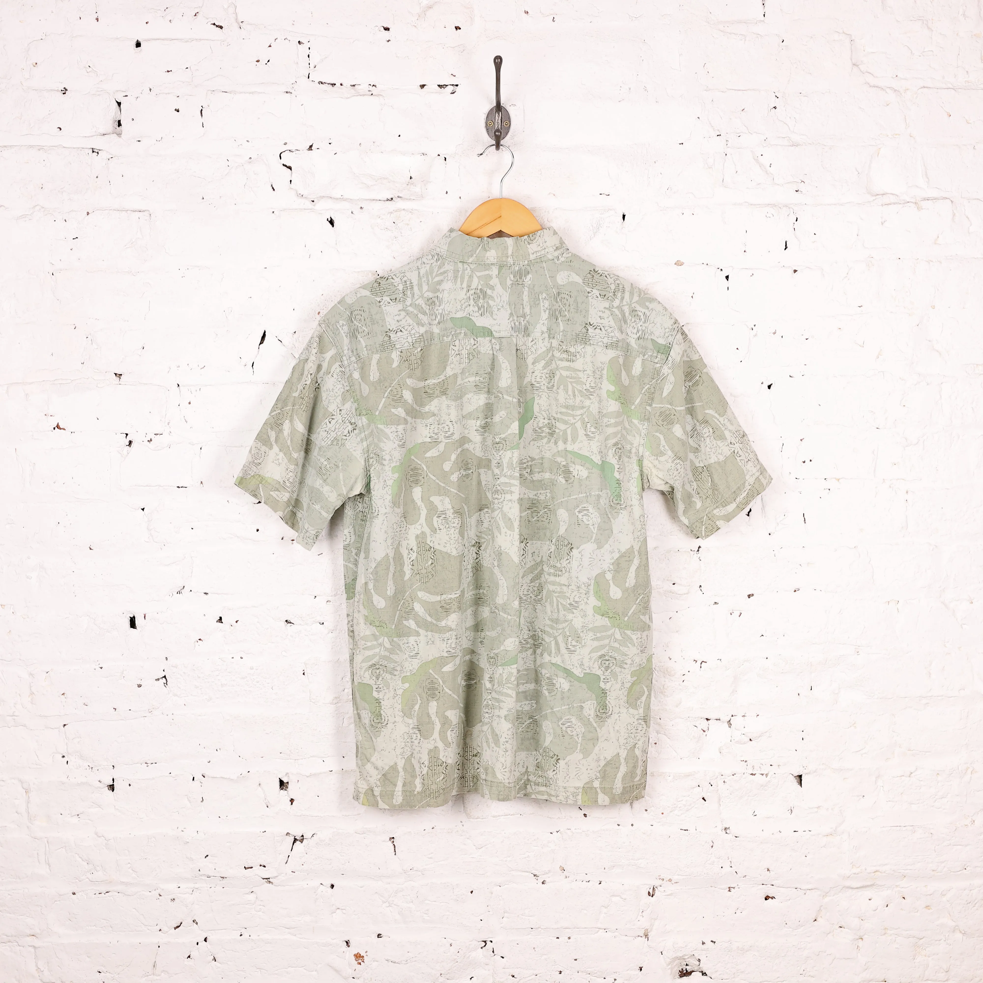 90's Pattern Short Sleeve Shirt - Green - M