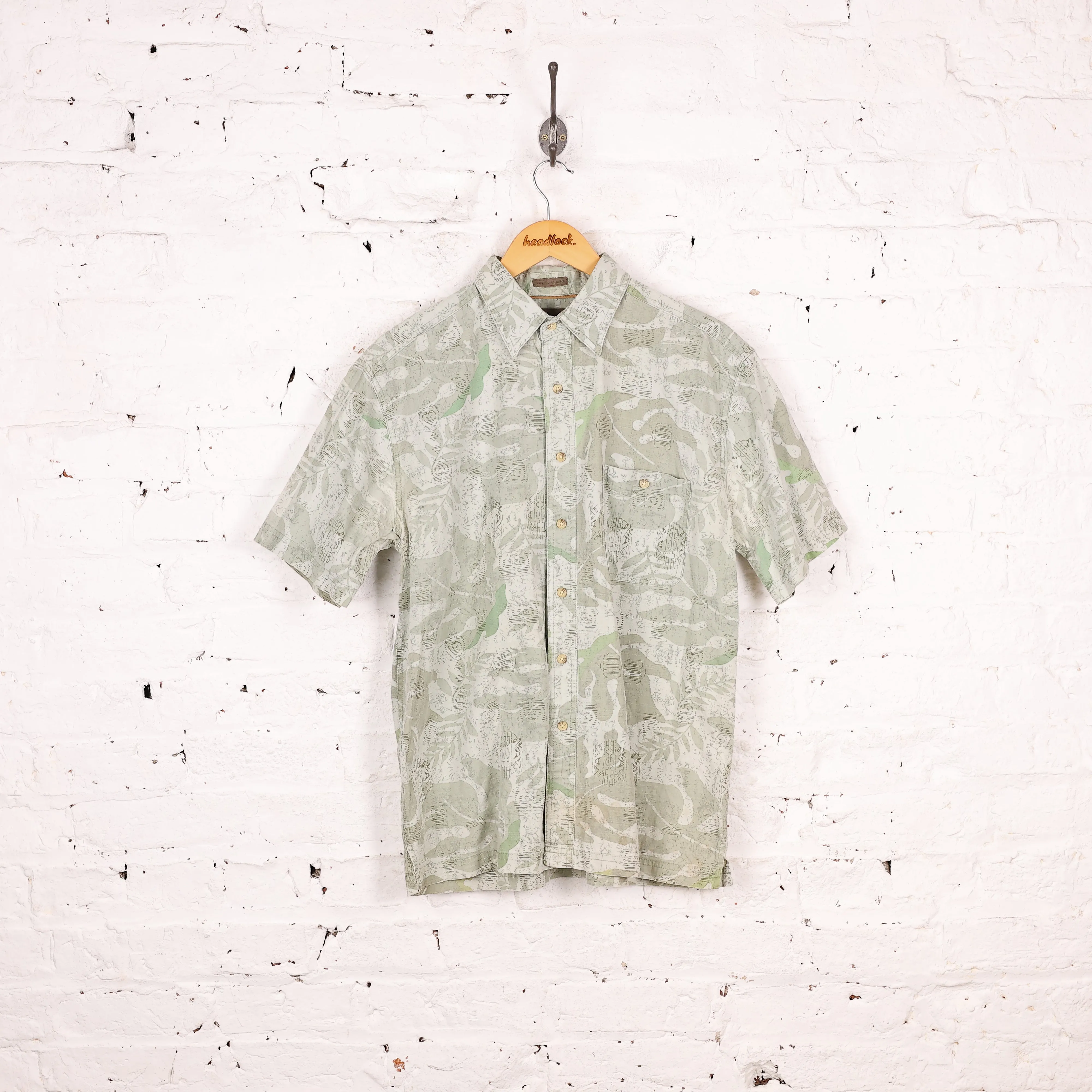 90's Pattern Short Sleeve Shirt - Green - M