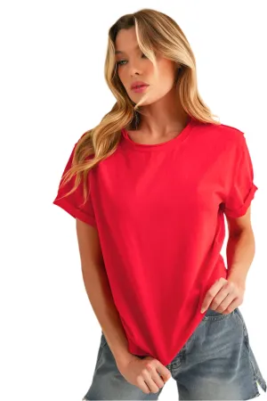 Aemi   Co Exposed Seam Round Neck Short Sleeve T-Shirt