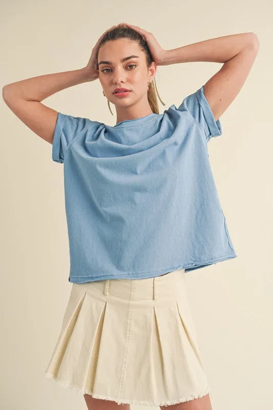 Aemi   Co Exposed Seam Round Neck Short Sleeve T-Shirt