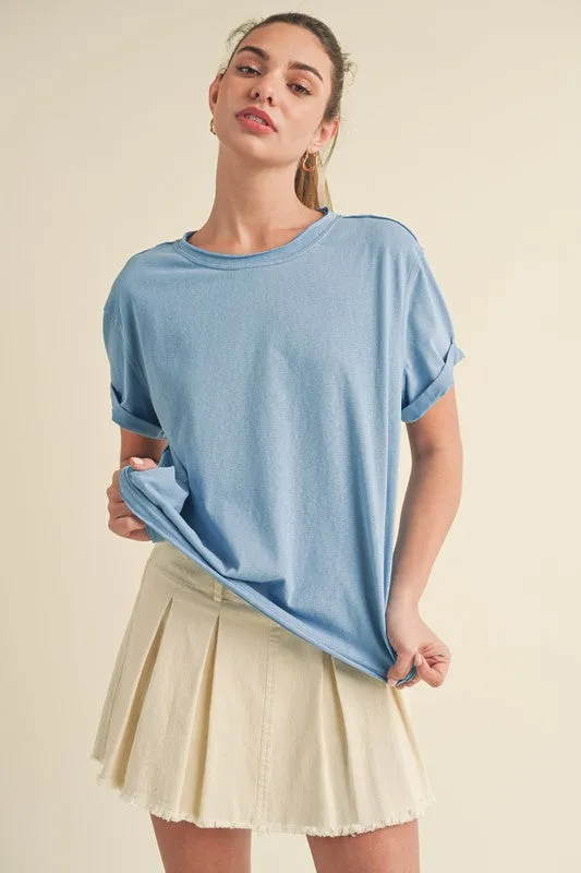 Aemi   Co Exposed Seam Round Neck Short Sleeve T-Shirt