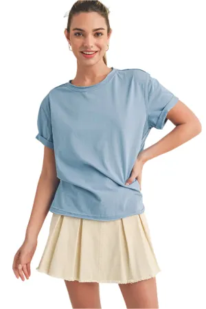 Aemi   Co Exposed Seam Round Neck Short Sleeve T-Shirt