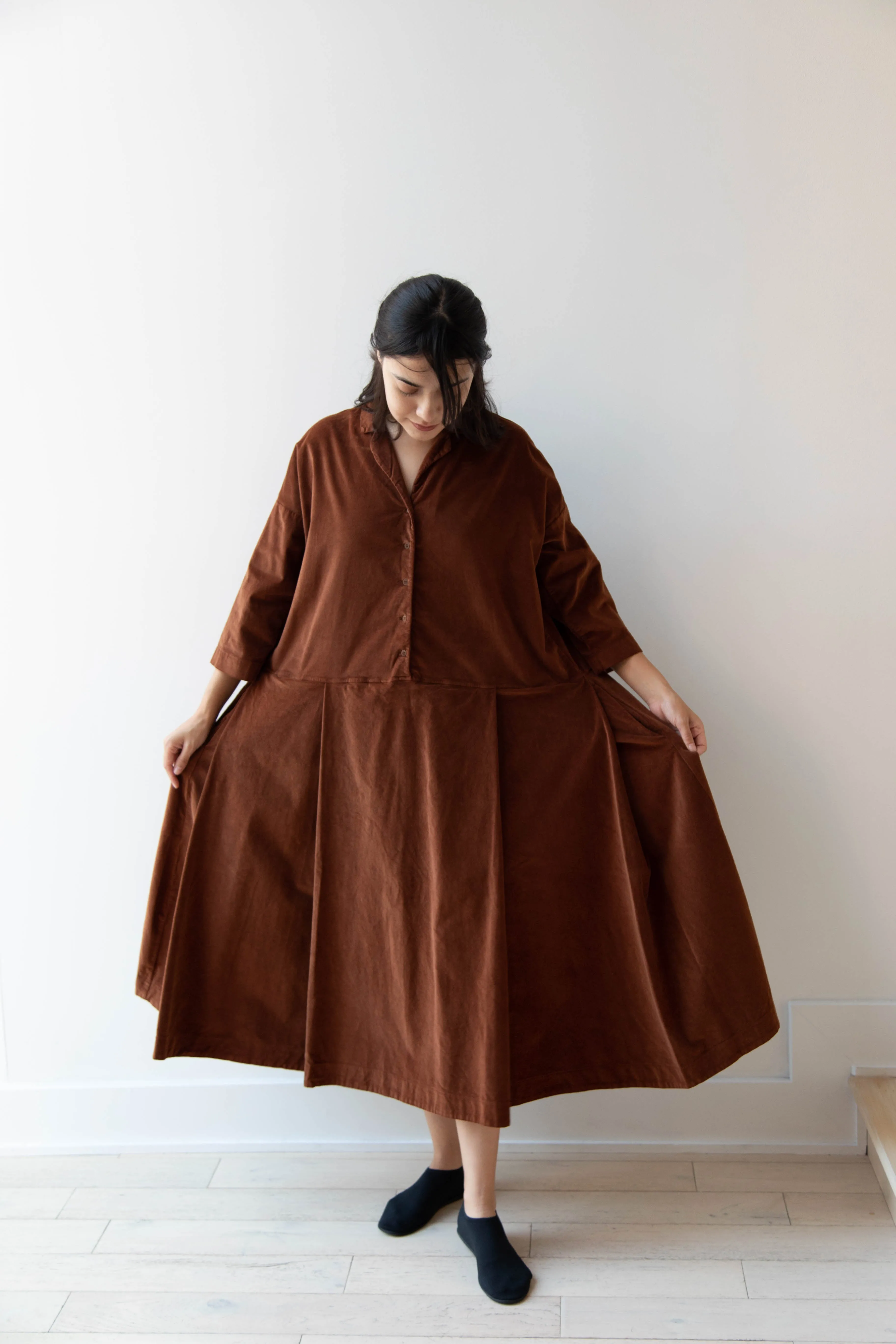 Album di Famiglia | Velvet Tailored Collar Dress in Rust
