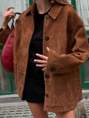 Alphosine™ | Retro Suede Leather Lapel Jacket