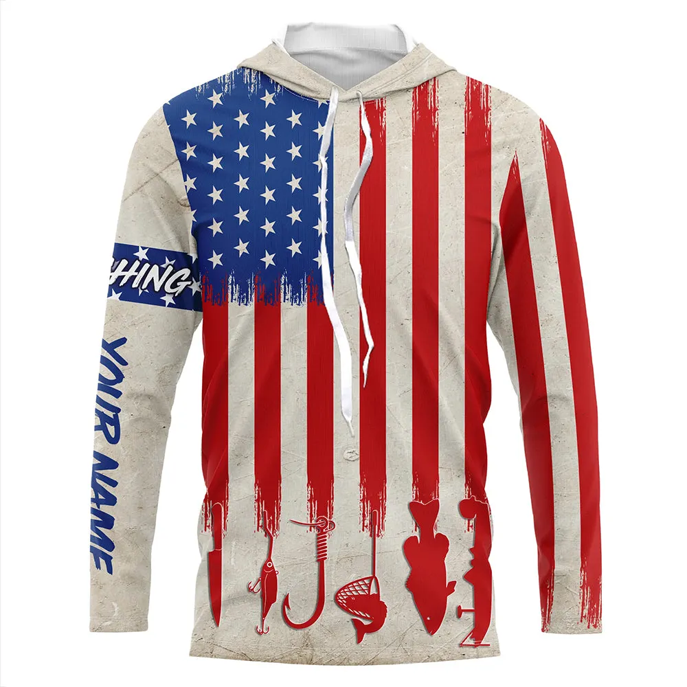 American vintage flag UV protection fishing shirt for fisherman A65