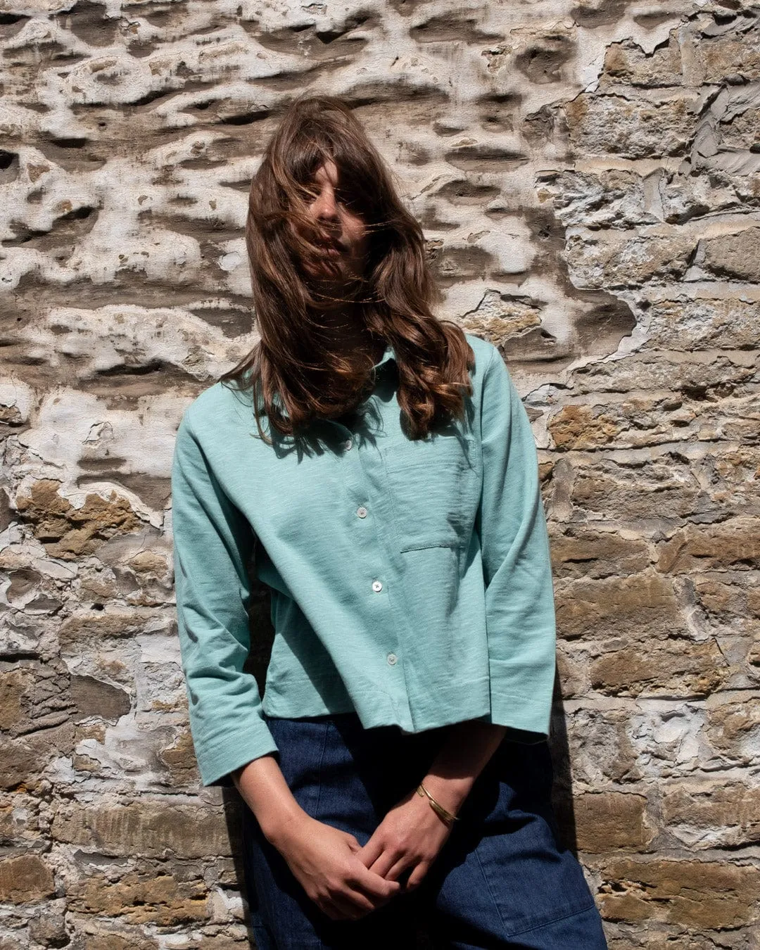 Anna Women's Organic Cotton Jersey Shirt | Duck Egg