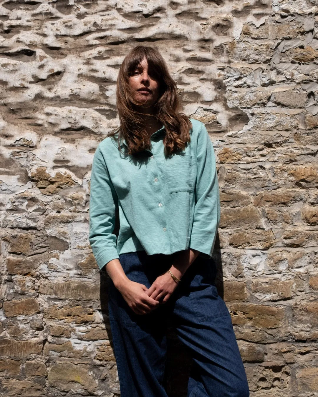 Anna Women's Organic Cotton Jersey Shirt | Duck Egg