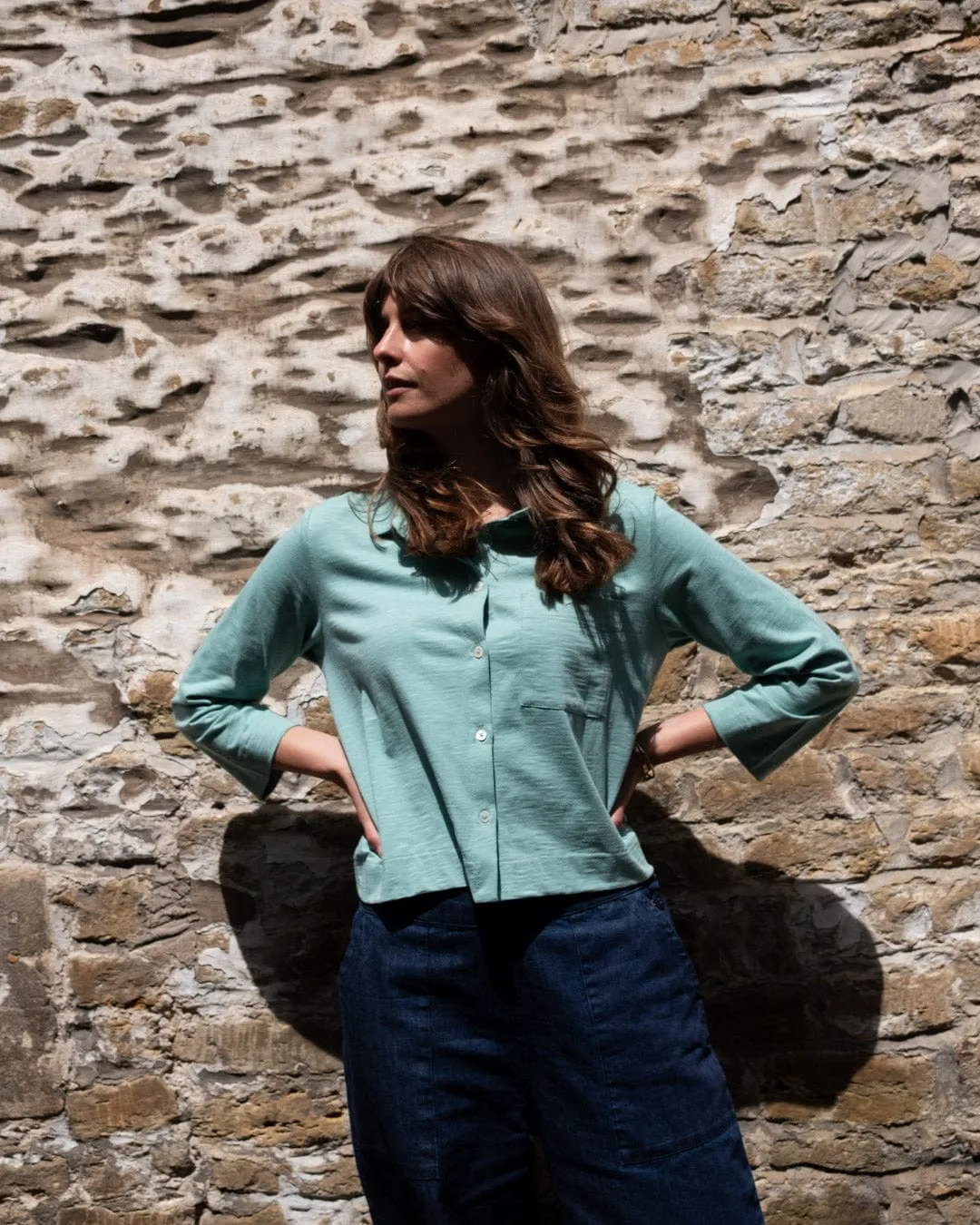 Anna Women's Organic Cotton Jersey Shirt | Duck Egg