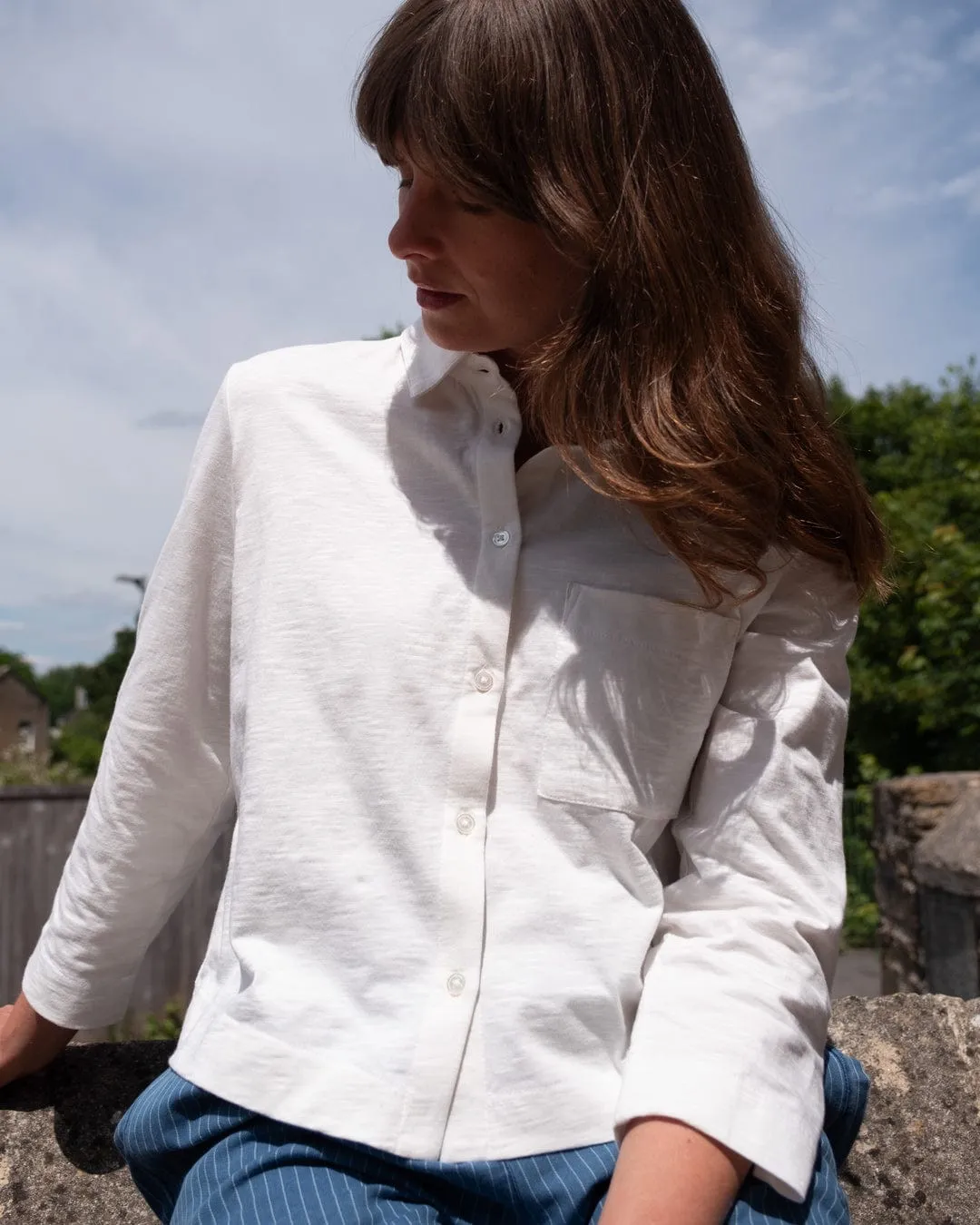 Anna Women's Organic Cotton Jersey Shirt | White