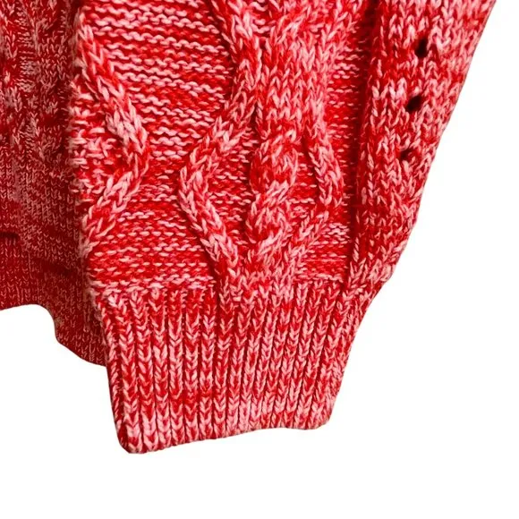 Anthropologie Pilcro x Jasmine Cable Knit Oversized Pink Red Sweater Size Large