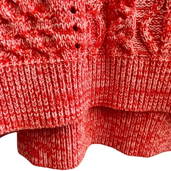 Anthropologie Pilcro x Jasmine Cable Knit Oversized Pink Red Sweater Size Large