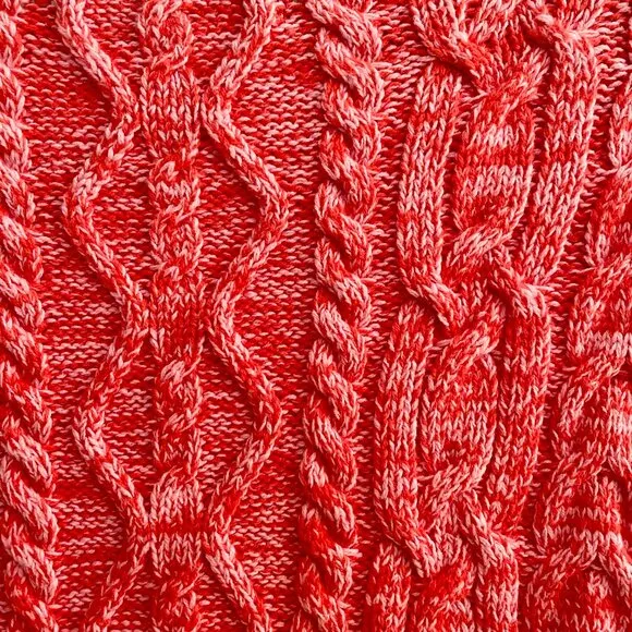 Anthropologie Pilcro x Jasmine Cable Knit Oversized Pink Red Sweater Size Large