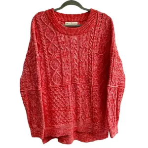 Anthropologie Pilcro x Jasmine Cable Knit Oversized Pink Red Sweater Size Large