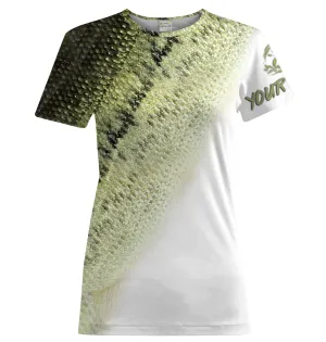 Bass Fishing green bass Scales Customize Name UV protection UPF 30  fishing t shirts for women NPQ118