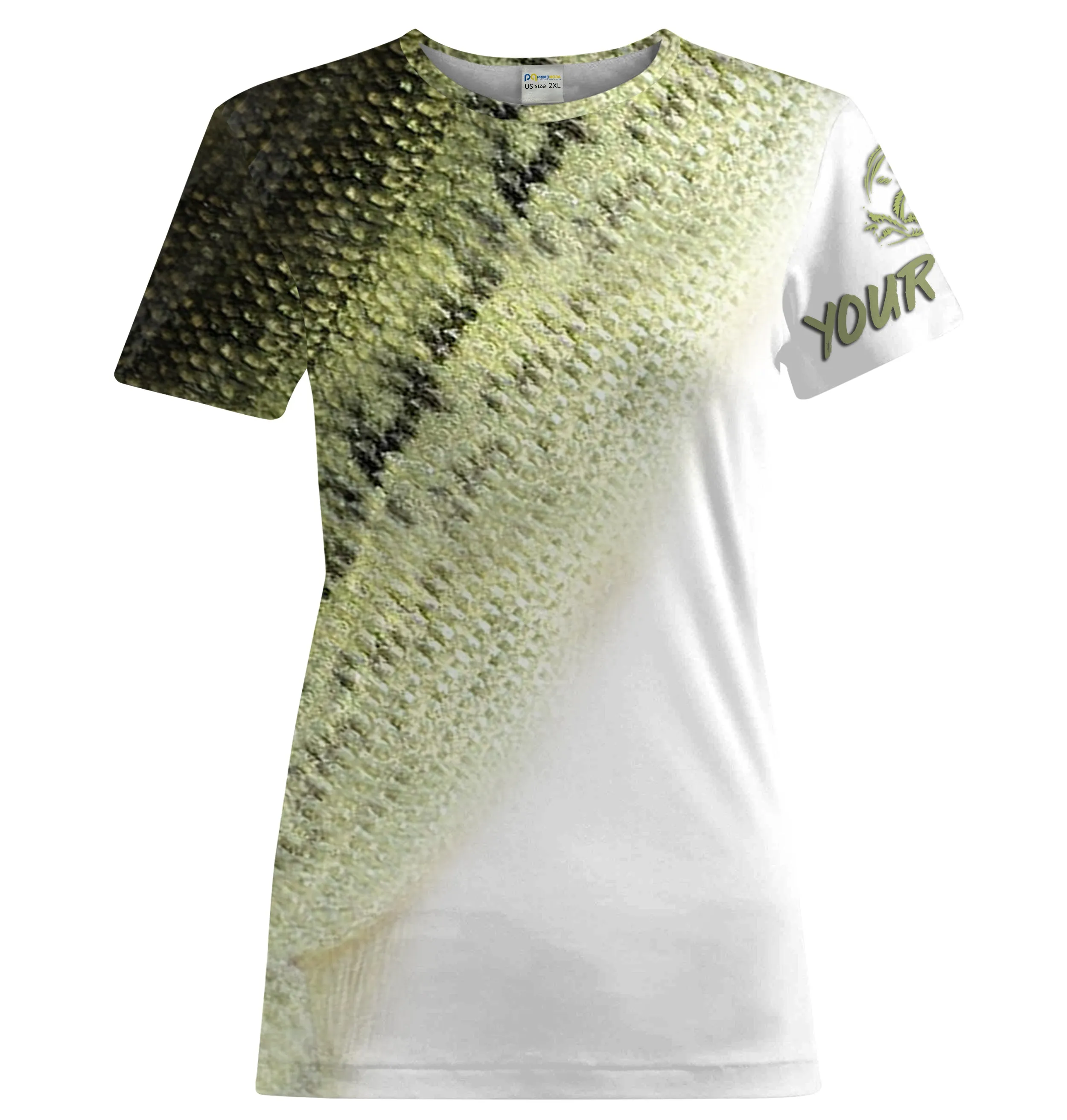 Bass Fishing green bass Scales Customize Name UV protection UPF 30  fishing t shirts for women NPQ118