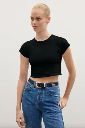 BAYSE BRAND COREY CROPPED T-SHIRT - BLACK