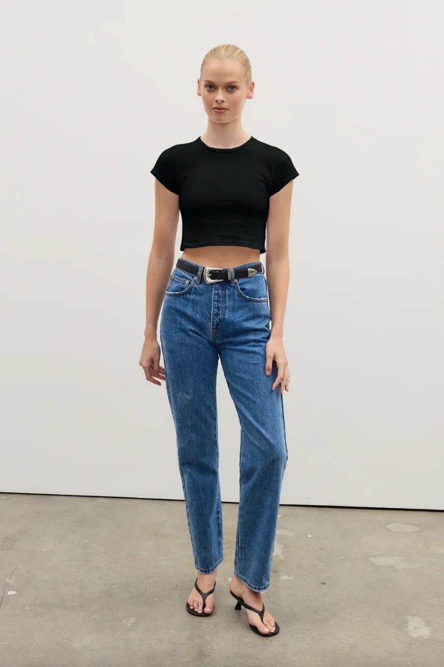BAYSE BRAND COREY CROPPED T-SHIRT - BLACK