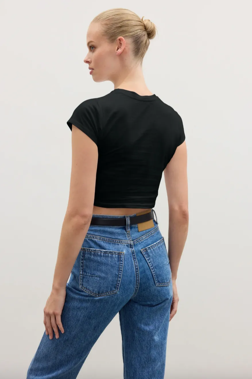 BAYSE BRAND COREY CROPPED T-SHIRT - BLACK