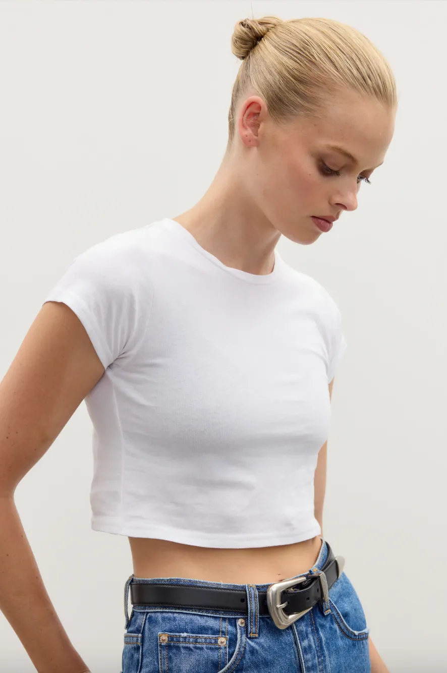 BAYSE BRAND COREY CROPPED T-SHIRT - WHITE