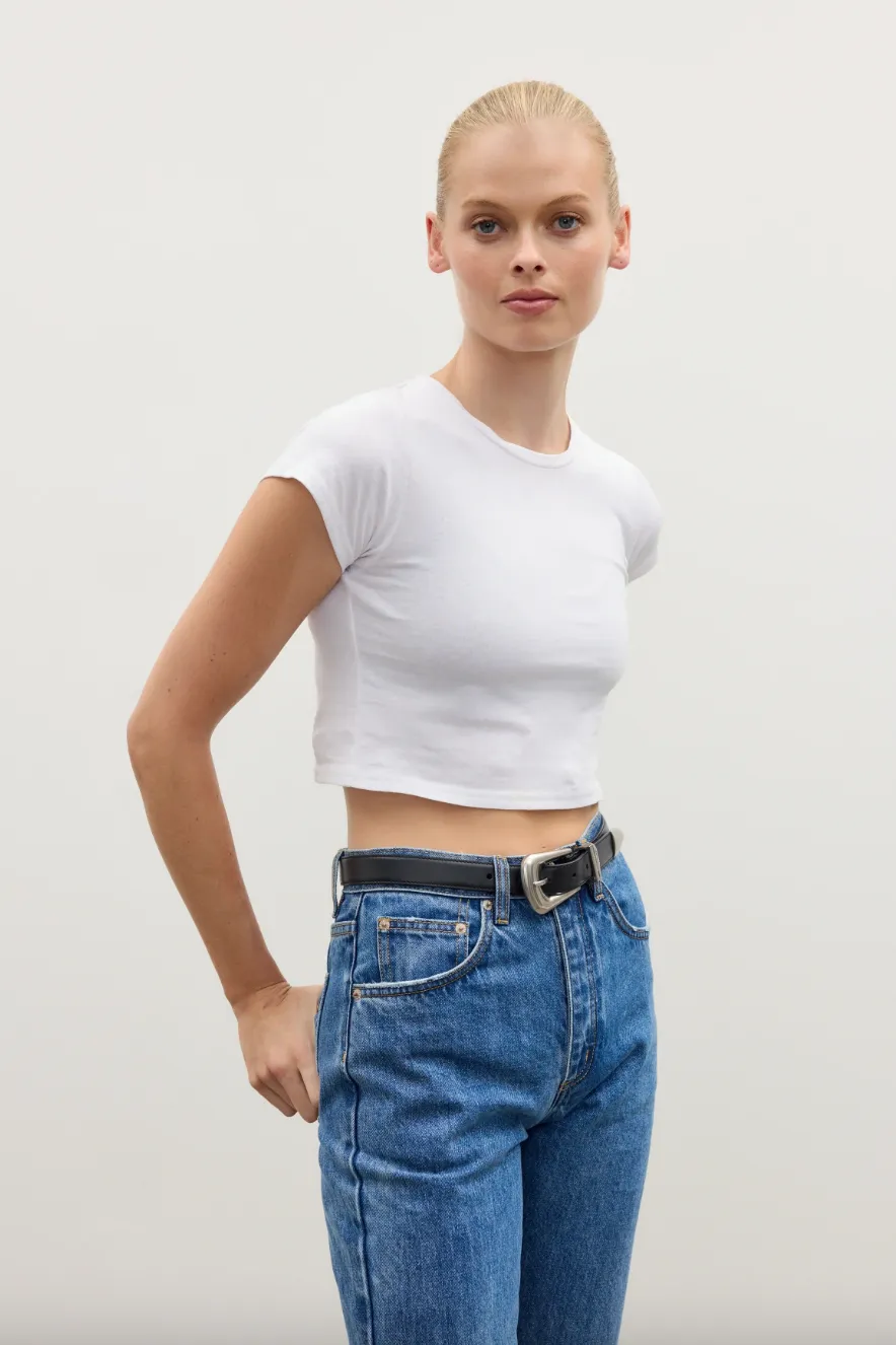 BAYSE BRAND COREY CROPPED T-SHIRT - WHITE