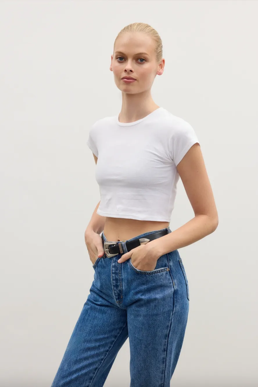 BAYSE BRAND COREY CROPPED T-SHIRT - WHITE