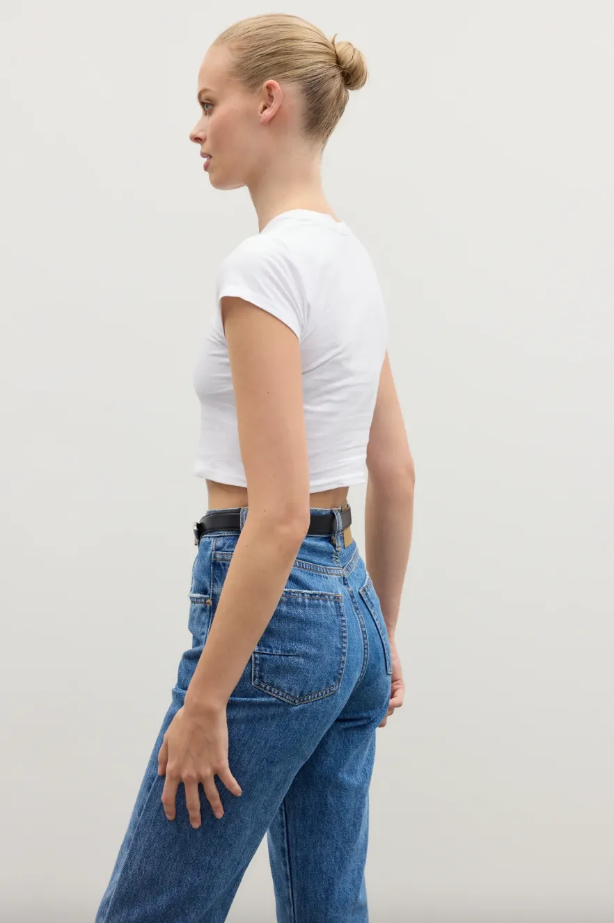 BAYSE BRAND COREY CROPPED T-SHIRT - WHITE