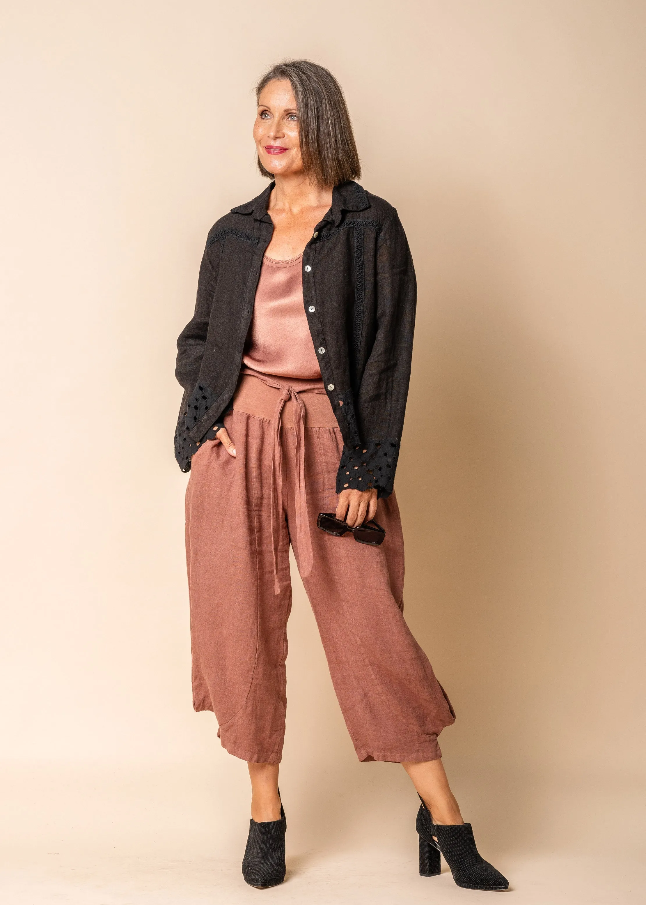 Beti Linen Jacket in Onyx