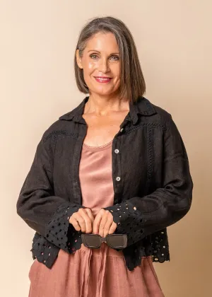 Beti Linen Jacket in Onyx