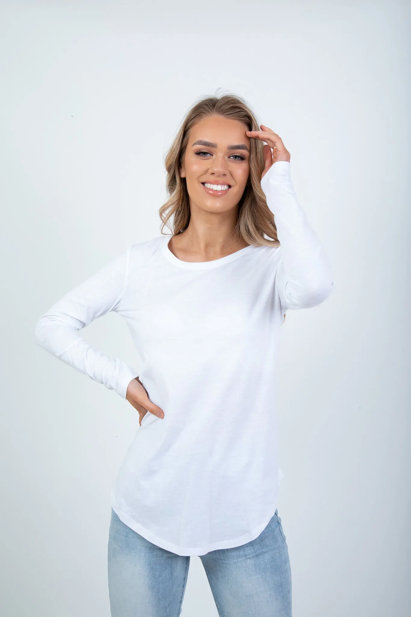 'BETTY BASICS' MEGAN LONG SLEEVE TOP - WHITE
