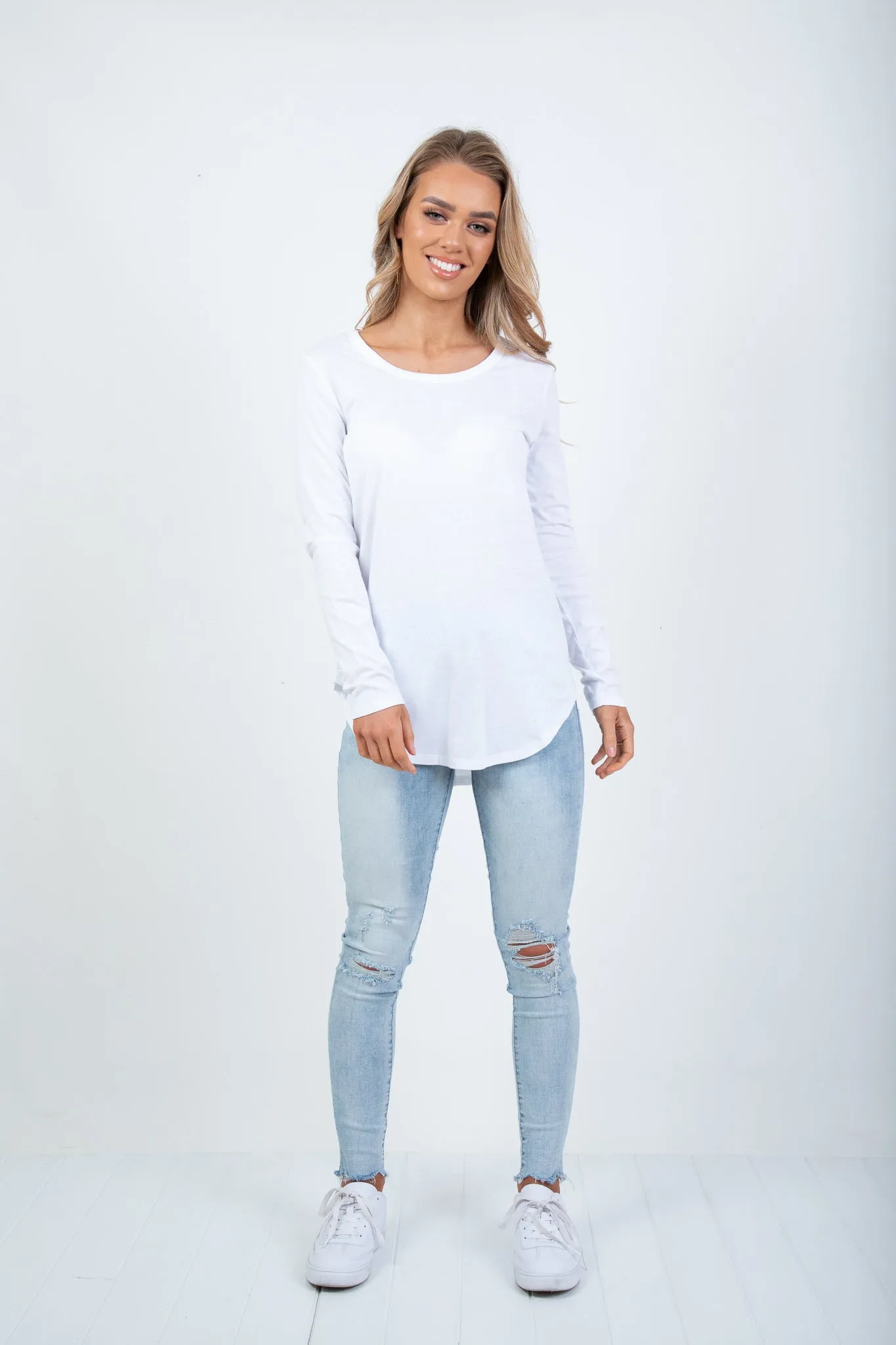 'BETTY BASICS' MEGAN LONG SLEEVE TOP - WHITE