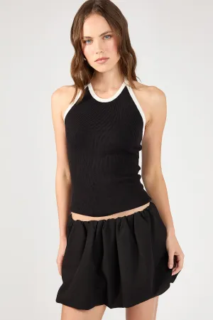 Black and White Halter Knit Top