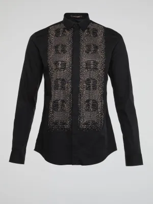 Black Studded Long Sleeve Shirt